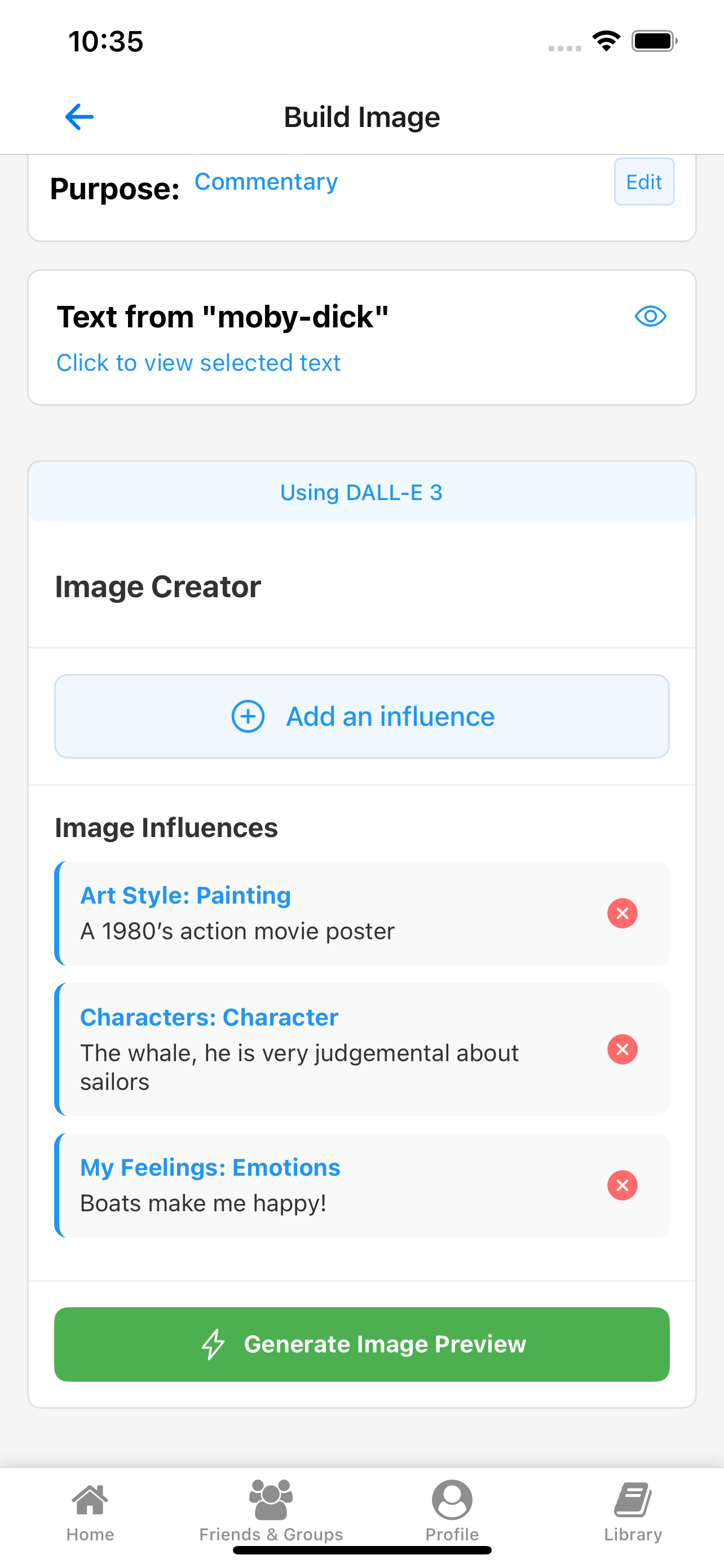 AI image generation from book text